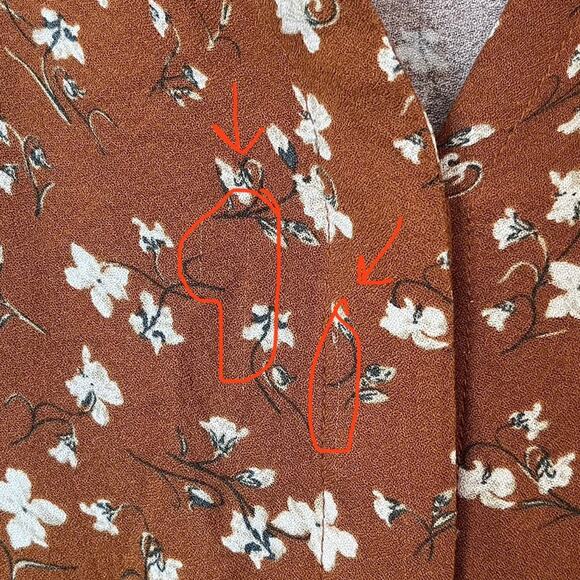 Tentree Willows Collared Tiered Long Sleeve Floral Dress Toffee Cornstalk Orange - Picture 5 of 9